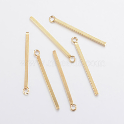 304 Stainless Steel Pendants, Rectangle/Bar, Real 24K Gold Plated, 28x1.5x1.5mm, Hole: 2mm(STAS-F155-19G-C)
