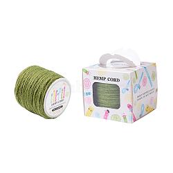 Colored Jute Cord, Jute String, Jute Twine, for Jewelry Making, Yellow Green, 2mm, 109.36yards/roll(100m/roll)(OCOR-JP0001-2mm-001)