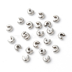 Iron Crimp Beads Covers, Cadmium Free & Lead Free, Platinum Color, Size: About 3mm In Diameter, Hole: 1.2~1.5mm(X-IFIN-H028-N)