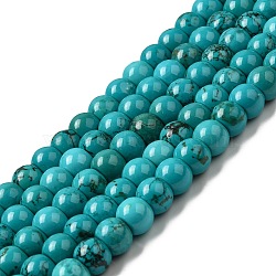 Natural Howlite Beads Strands, Dyed, Rondelle, Turquoise, 10~10.5x7~7.5mm, Hole: 1.2mm, about 51pcs/strand, 15.75~15.83''(40~40.2cm)(G-B049-C01-06A)