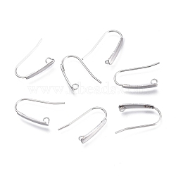 Tarnish Resistant 304 Stainless Steel Earring Hooks, with Horizontal Loop, Flat Ear Wire, Stainless Steel Color, 18.5x13.5x3.5mm, Hole: 1.5mm, 20 Gauge, Pin: 0.8mm(STAS-K211-02P)