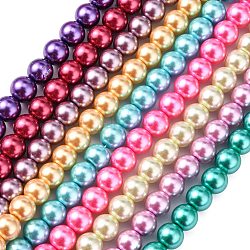 Mixed Color Round Glass Pearl Beads, Dyed, 10mm, hole: 1~1.5mm(X-HYC004)