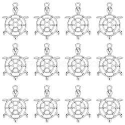 80Pcs Tibetan Style Zinc Alloy Pendants, Hollow, Sea Turtle, Antique Silver, 25.5x18x3.6mm, Hole: 1.8mm(FIND-SC0007-16)