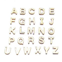 304 Stainless Steel Charms, Alphabet, Golden, Letter A~Z, 11x6~12x0.8mm, Hole: 1mm, 26pcs/set(STAS-P141-G-M)