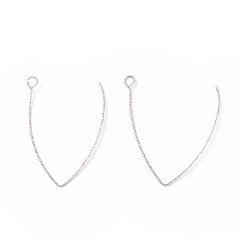 Ion Plating(IP) 316 Stainless Steel Earrings Finding, Earring Hooks, with Horizontal Loop, Stainless Steel Color, 40x25x0.7mm, Hole: 2.5mm, 21 Gauge, Pin: 0.7mm