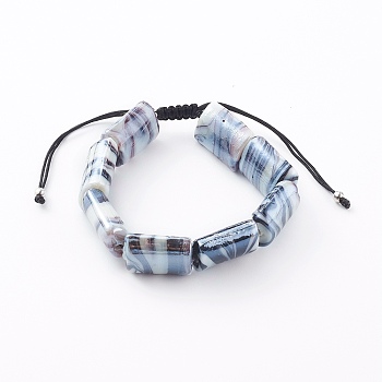 Adjustable Nylon Thread Braided Bead Bracelets, with Handmade Lampwork Beads, Rectangle, Colorful, Inner Diameter: 2~3-1/2 inch(5~8.8cm)