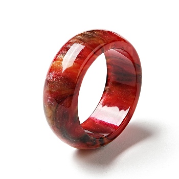Resin Plain Band Finger Ring for Women, Red, US Size 6 3/4(17.1mm)