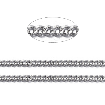 Brass Twisted Chains, Curb Chains, Diamond Cut, Soldered, Faceted, with Spool, Oval, Lead Free & Nickel Free & Cadmium Free, Platinum, 1.5x1x0.35mm, about 92m/roll