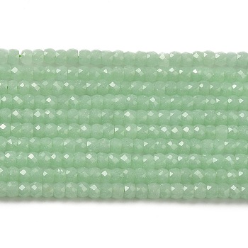 Synthetic Luminous Stone Beads Strands, Faceted, Barrel, Glow in the Dark, Medium Sea Green, 3x2mm, Hole: 0.6mm, about 156pcs/strand, 14.17 inch(36cm)
