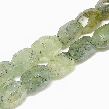 Natural Prehnite Beads Strands, Flat Slab Beads, Nuggets, 19~23x15~18mm, Hole: 0.8mm, about 19pcs/strand, 15.3 inch