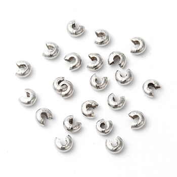 Iron Crimp Beads Covers, Cadmium Free & Lead Free, Platinum Color, Size: About 3mm In Diameter, Hole: 1.2~1.5mm