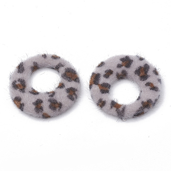 Faux Mink Fur Covered Pendants, with Aluminum Bottom, Flat Round, Platinum, Plum, 42.5x40x5mm, Hole: 1mm
