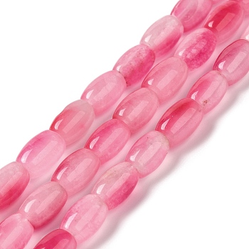 Natural Dyed White Jade Beads Strands, Oval, Hot Pink, 11.5~12x7.5~8mm, Hole: 0.8mm, about 29~32pcs/strand, 12.99''~15.16''(33~38.5cm)