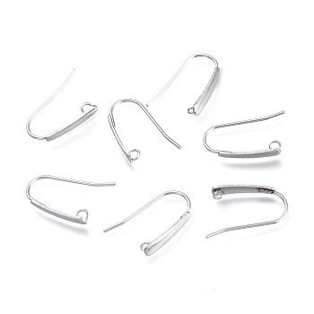 304 Stainless Steel Earring Hooks, with Horizontal Loop, Flat Ear Wire, Stainless Steel Color, 18.5x13.5x3.5mm, Hole: 1.5mm, 20 Gauge, Pin: 0.8mm