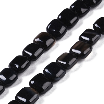 Natural Black Agate Beads Strands, Square, 8.5x8.5x5mm, Hole: 1.6mm, about 50pcs/strand, 16.34''(41.5cm)