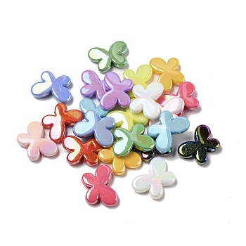 UV Plating Acrylic Bead, Butterfly, Mixed Color, 12x16.5x4mm, Hole: 1.2mm