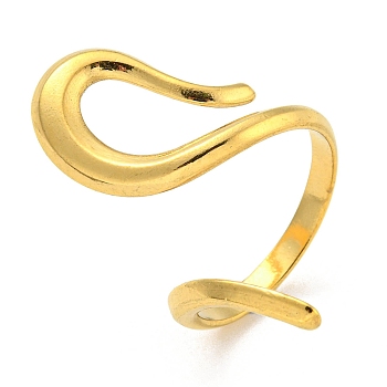 Ion Plating(IP) 304 Stainless Steel Open Cuff Rings, Real 18K Gold Plated, Inner Diameter: 17mm