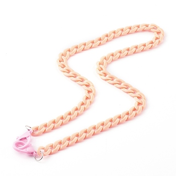 Personalized Acrylic Curb Chain Necklaces, Eyeglass Chains, Handbag Chains, with Plastic Lobster Claw Clasps, Light Salmon, 24 inch(61cm)