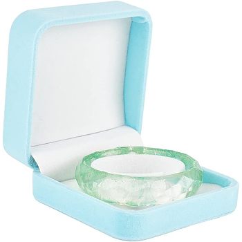 Square Velvet Bracelet Box. Bracelet Gift Storage Case, Aquamarine, 9x9x3.9cm, Inner Diameter: 5cm