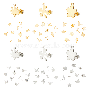 Golden & Stainless Steel Color Mixed Shapes 304 Stainless Steel Stud Earring Findings