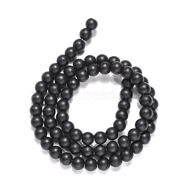 synthétiques pierre noire brins de perles(G-G508-6MM)-3