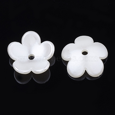 18mm Ivory Flower ABS Plastic Bead Caps