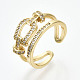 Brass Micro Pave Clear Cubic Zirconia Cuff Rings(RJEW-S045-013G-NR)-1