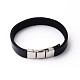 304 Stainless Steel Leather Cord Bracelets(BJEW-N269-29)-2