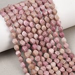 Natural Rhodonite Beads Strands, Faceted, Twist, 6~6.5x5x5mm, Hole: 1mm, about 58~61pcs/strand, 14.17''~14.69''(36~37.3cm)(G-P611-C27-01)