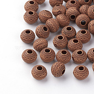 Imitation Wood Acrylic European Beads, Large Hole Beads, Round, Saddle Brown, 11x9mm, Hole: 4mm(X-SACR-Q186-13)
