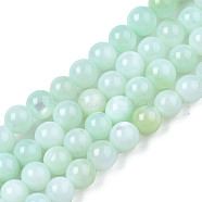 Natural Freshwater Shell Beads Strands, Dyed, Round, Light Cyan, 2.5mm, Hole: 0.5mm, about 122pcs/strand, 14.57''(37cm)(X-BSHE-T009A-01D)