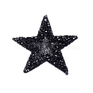 Glitter Hotfix Rhinestone, Iron on Patches, Dress Shoes Garment Decoration, Star, Jet, 60x60x3mm(DIY-WH0260-67B-01)