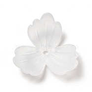 Transparent Acrylic Bead Caps, 3-Petal, Frosted, Flower, White, 22x22x5.5mm, Hole: 1.8mm, about 925pcs/500g(MACR-J122-05)