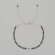 Adjustable Turkish Blue Shell Evil Eye Colorful Braided Beaded Bracelet for Women(OP7113-8)