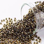 TOHO Round Seed Beads, Japanese Seed Beads, (276) Inside Color Topaz/Gold, 11/0, 2.2mm, Hole: 0.8mm, about 1110pcs/bottle, 10g/bottle(SEED-JPTR11-0276)