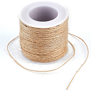 1 Roll Jute Cord, Jute String, Jute Twine, 1 Ply, for Jewelry Making, Tan, 1mm, about 109.36 Yards(100m)/roll(OCOR-SC0001-07)