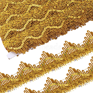 Polyester Flower Paillette Lace Ribbon, Wave Edge Lace Trim, Clothes Accessories, Flat, Goldenrod, 1-5/8 inch(40mm)(OCOR-WH0078-109B)