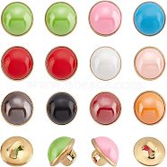 100Pcs 10 Style 1-Hole Brass Resin Button, Flat Round, Mixed Color, 10x8mm, Hole: 2.5mm, 10pcs/style(BUTT-NB0001-41)