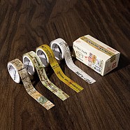 4 Rolls Retro Word Decorative Paper Tapes, Floral Adhesive Tapes, for DIY Scrapbooking Supplie Gift Decoration, Mixed Color, 15mm, about 2.19 Yards(2m)/Roll(STIC-C008-01B)