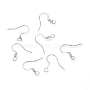 Brass Earring Hooks, with Horizontal Loop, Ear Wire, Long-Lasting Plated, Real Platinum Plated, 16.7mm, Hole: 2.2mm, 22 Gauge, Pin: 0.6mm(KK-H102-01P)