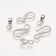 Brass Hook and Eye Clasps, Platinum Color, 10mmx34mm, hole: 4mm(KK90)