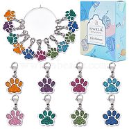 Cat Paw Prints Locking Stitch Markers, Alloy Enamel Pendant Stitch Marker, with 304 Stainless Steel Lobster Claw Clasps, Platinum, 3cm, 8 colors, 2pcs/color, 16pcs/box(HJEW-SC0001-33)