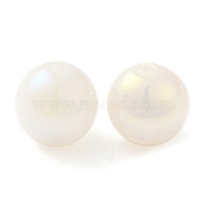 Iridescent Opaque Resin Beads, Candy Beads, Round, White, 10x9.5mm, Hole: 1.8mm(RESI-Z015-01B-04)