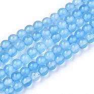 Natural Agate Beads Strands, Dyed, Round, Light Sky Blue, 4mm, Hole: 0.5mm, about 91~95pcs/strand, 14.57 inch~15.35 inch(37~39cm)(G-S359-241A)