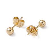 Rack Plating Brass Round Ball Stud Earrings for Women, Lead Free & Cadmium Free, Real 18K Gold Plated, 14.5x4mm, Pin: 0.7mm(EJEW-F294-08A-G)