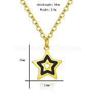 Stainless Steel Black Enamel Star Pendant Necklaces, Everyday Fashion, Golden, 1.73 inch(4.4cm)(UT9539-2)