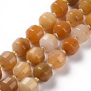 Natural Topaz Jade Beads Strands, with Seed Beads, Faceted Bicone Barrel Drum, 9~10mm, Hole: 1.2mm, about 29~32pcs/strand, 14.45~14.84 inch(36.7~37.7cm)(G-G990-F14)