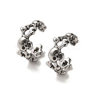 316 Surgical Stainless Steel Cuff Earrings, Non Piercing Earrings, Antique Silver, 15x6.5x14mm(EJEW-D096-01D-AS)