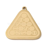 304 Stainless Steel Pendants, Triangle with Billiards Charm, Golden, 24.5x23.5x1.5mm, Hole: 1mm(STAS-C095-04G)