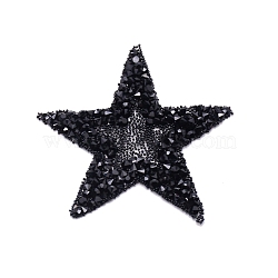 Glitter Hotfix Rhinestone, Iron on Patches, Dress Shoes Garment Decoration, Star, Jet, 60x60x3mm(DIY-WH0260-67B-01)